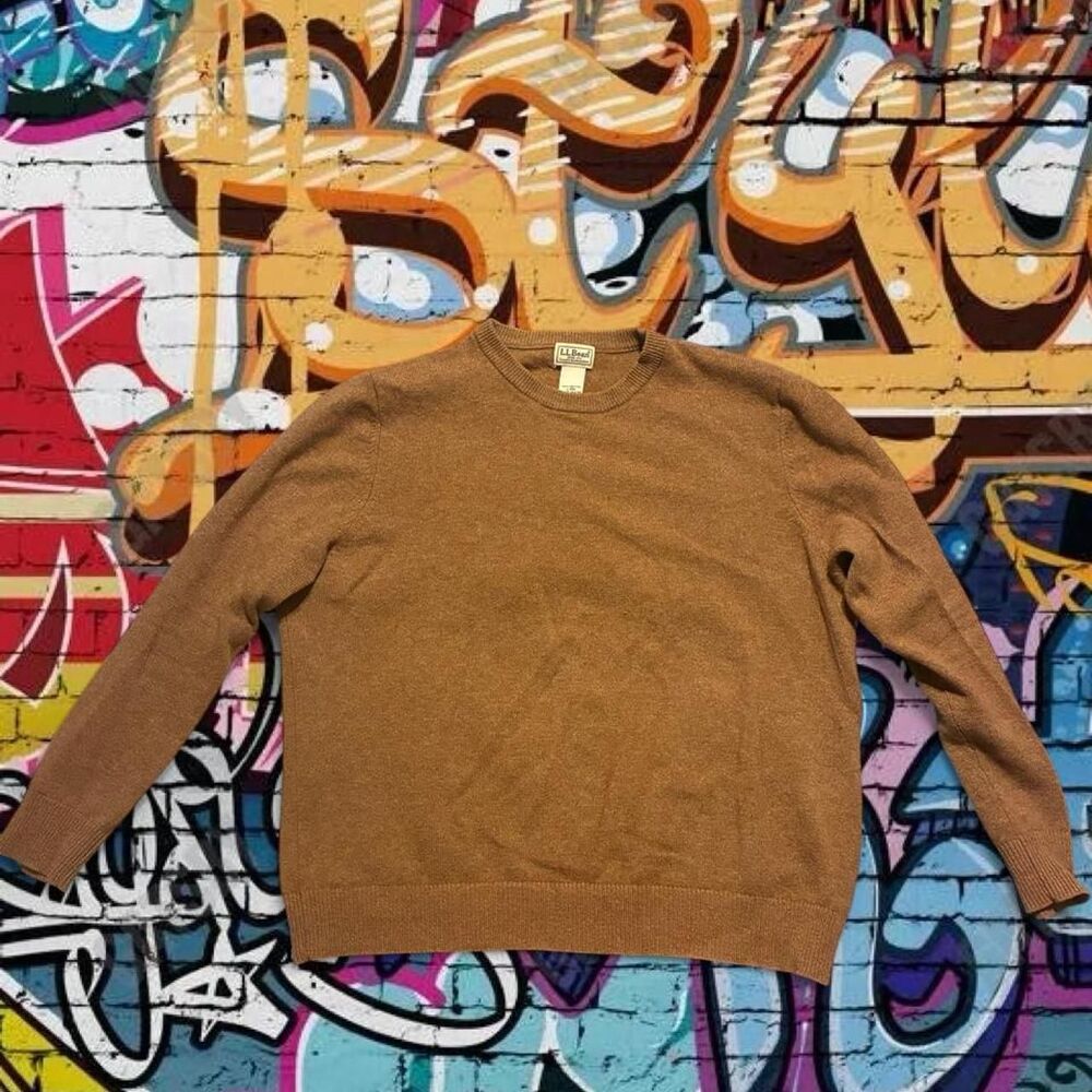 Llbean Men's Brown and Orange Jumper